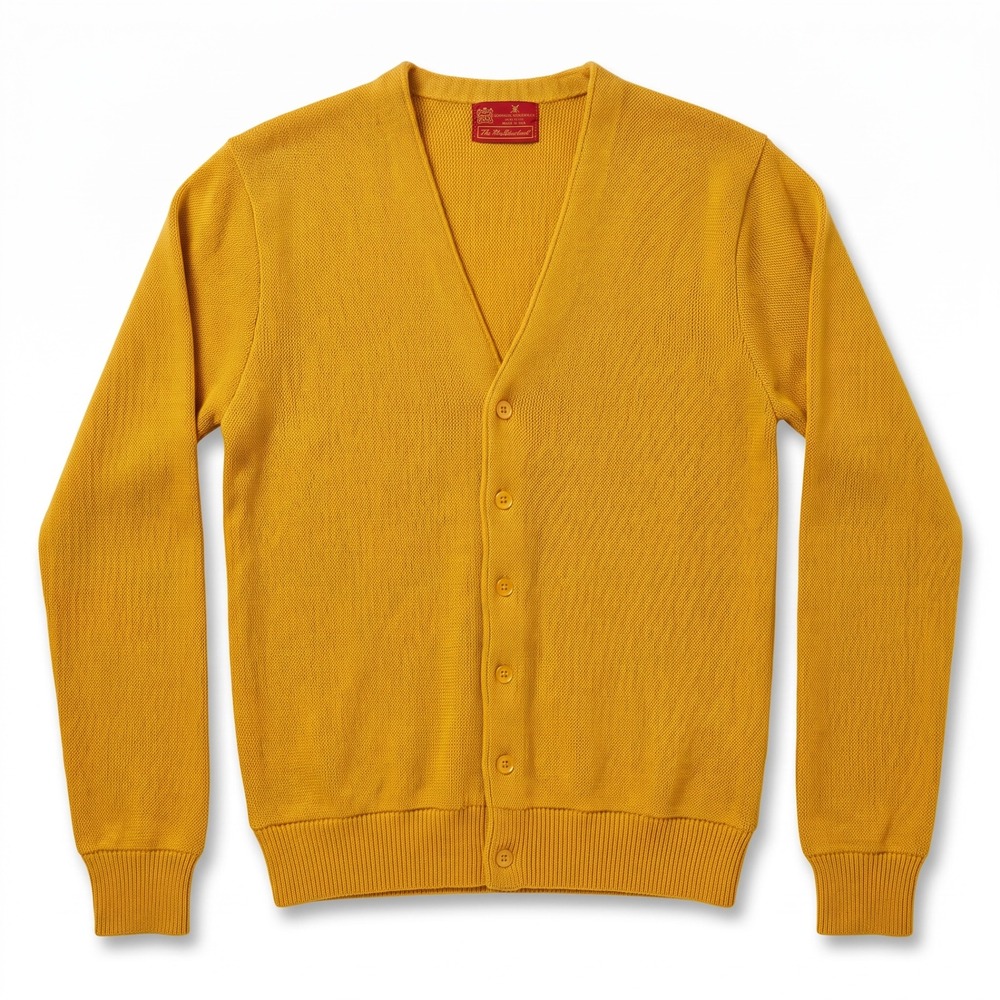 Sears Kings Road Cardigan Mens Medium Yellow Excellent Vintage Orlon V-Neck